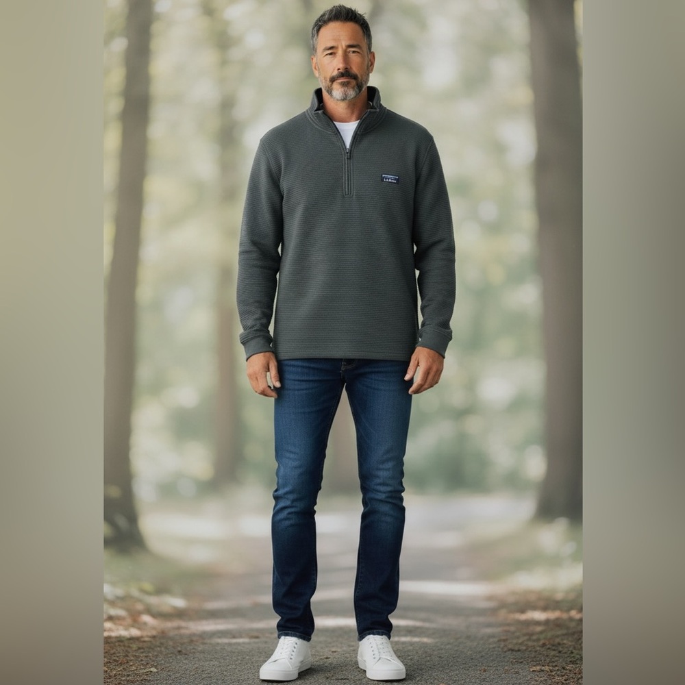 L.L. Bean Men’s Lakewashed Double-Knit Quarter Zip Pullover Item ID 520811 NWOT